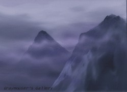 misty mountaintops background